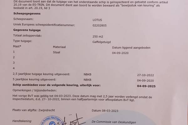 Lotus - Mast en tuig certificaat